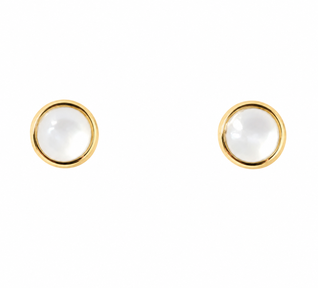 Kabana 14K Yellow Gold White Mother-of-Pearl Stud Earrings
