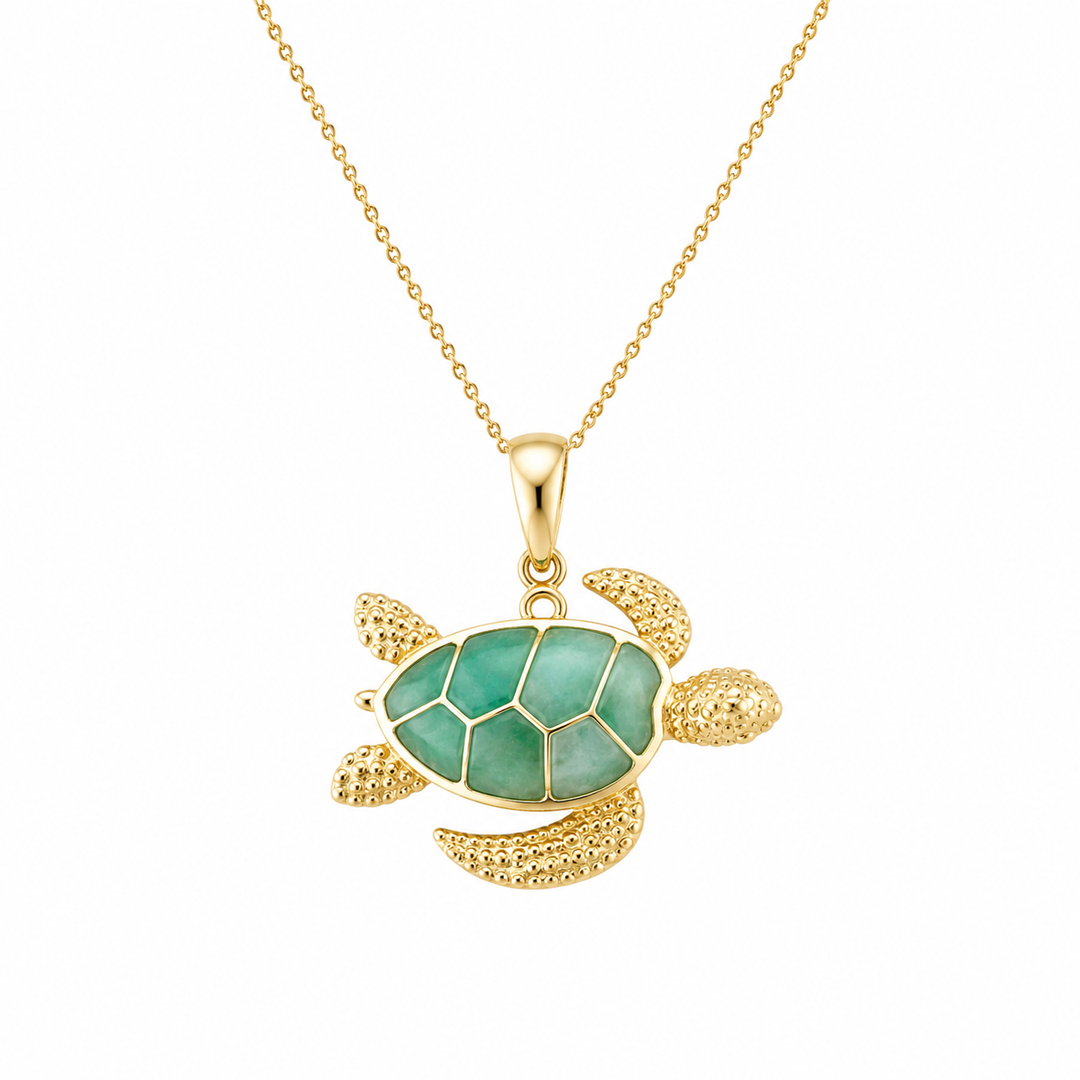 Kabana 14K Yellow Gold Chrysocolla Pendant, 18"