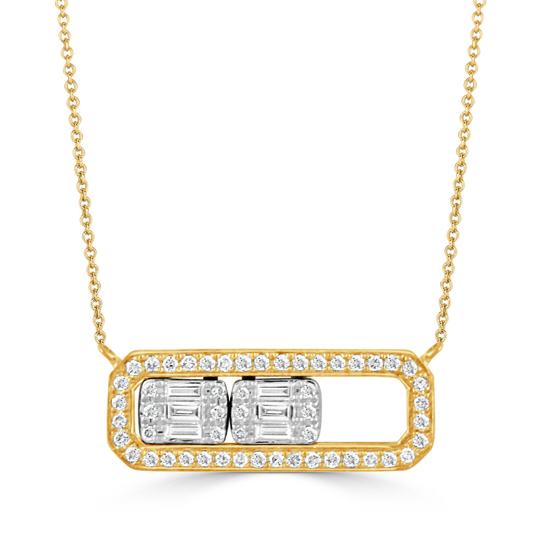 N9526TT-18K WHITE AND YELLOW GOLD SLIDING DIAMOND NECKLACE