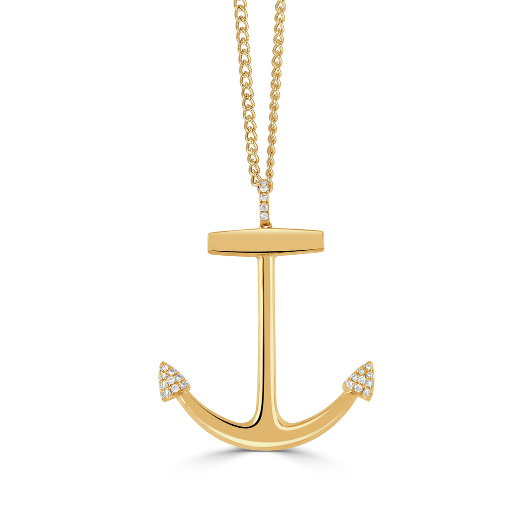 P10074-18K YELLOW GOLD DIAMOND ANCHOR PENDANT