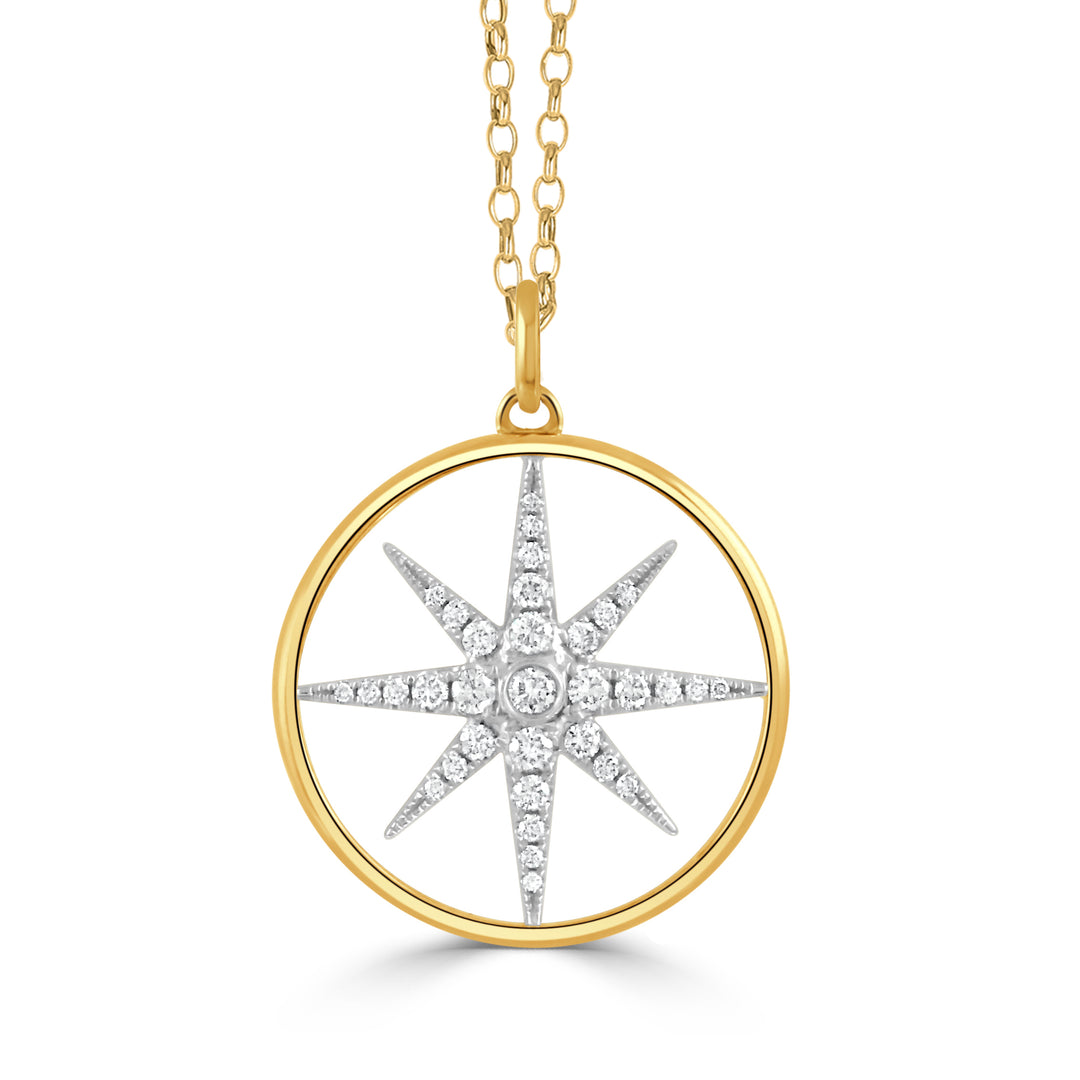 P10195TT-18K YELLOW AND WHITE GOLD DIAMOND PENDANT