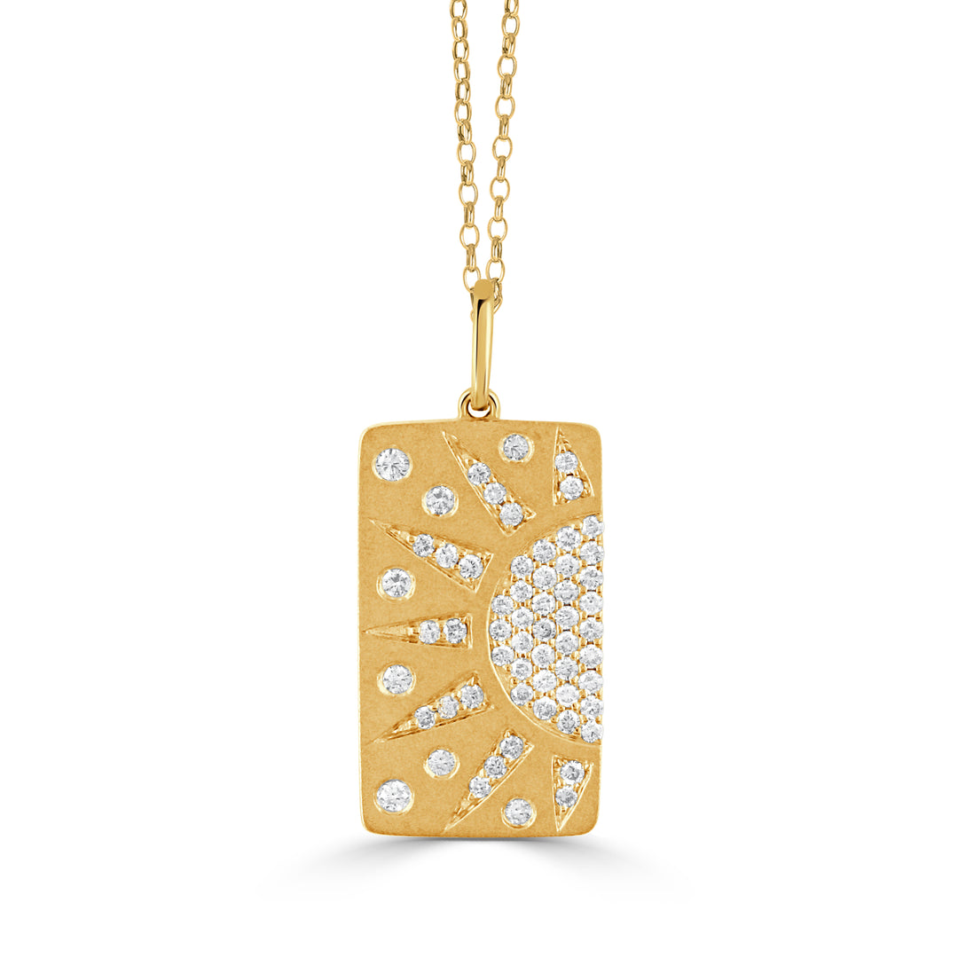 P10553-18K YELLOW GOLD DIAMOND MEDALLION PENDANT IN SATIN FINISH