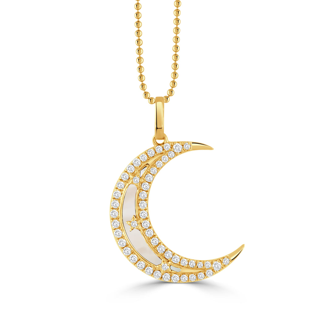 P10881WMP-18K YELLOW GOLD DIAMOND PENDANT WITH WHITE MOTHER OF PEARL