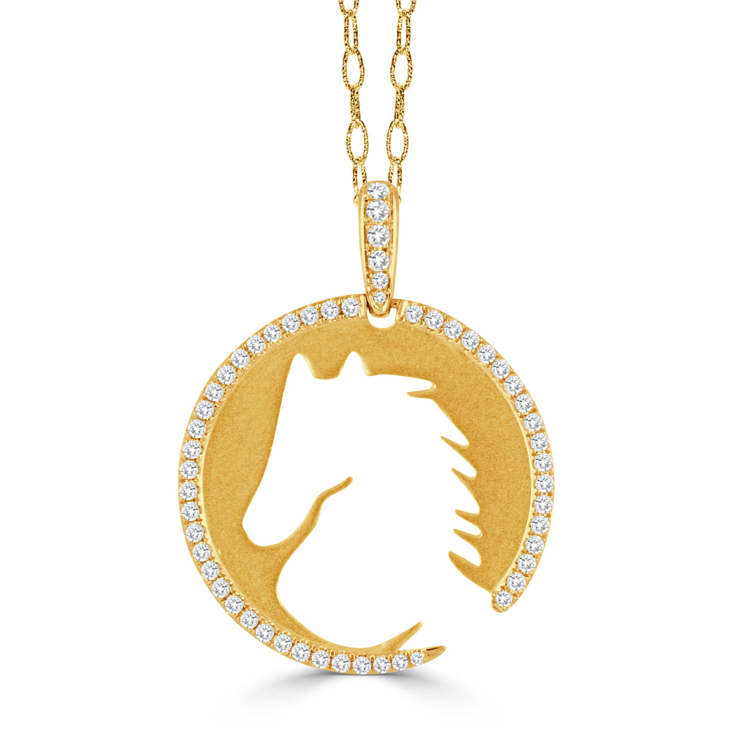 P9771-18K YELLOW GOLD DIAMOND PENDANT IN SATIN FINISH
