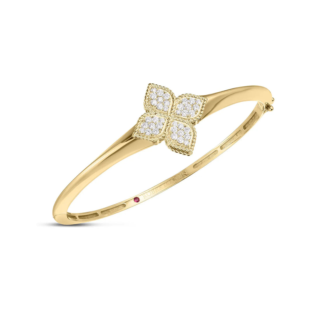 Roberto Coin Princess Flower 18K Yellow Gold Bangle - Prin Flwr Pv Knife Edge