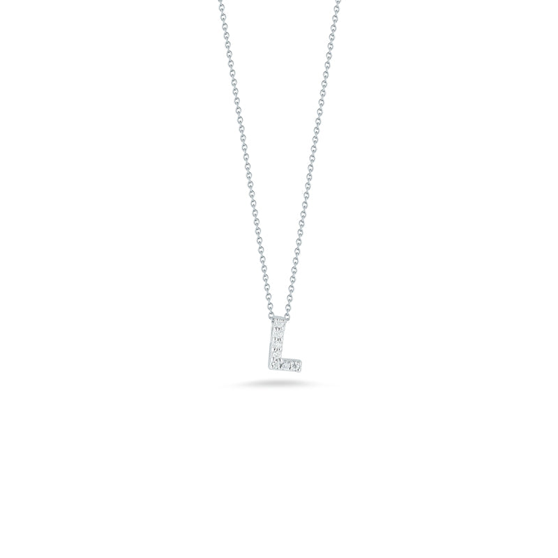 M RCO18W LOVE LETTER "L" D=.03TW PND 16-18" ADJ