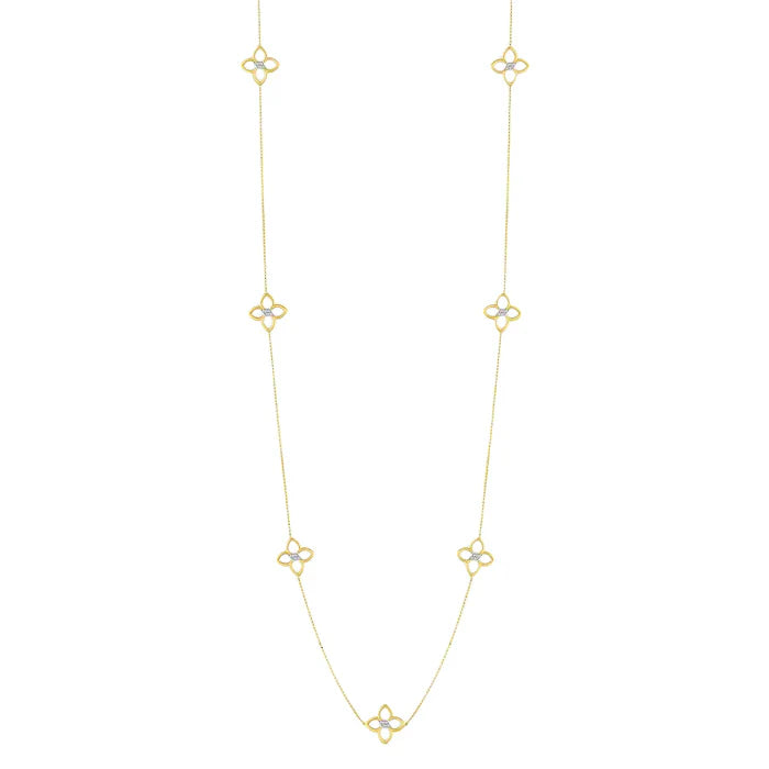 Roberto Coin Cialoma 18K Yellow & White Gold Necklace - 3plain 4dbldia Ctr