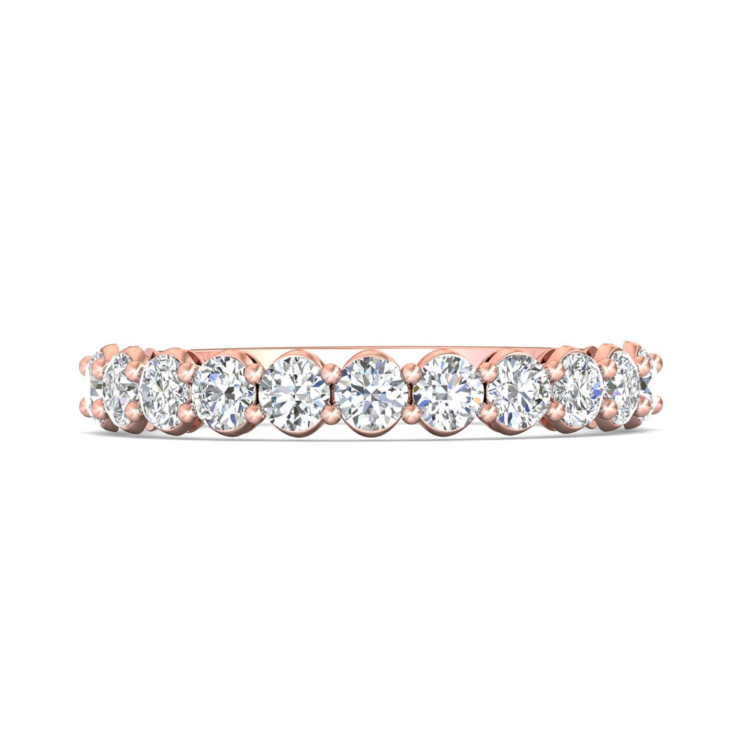 14K Gold Pink Channel/Shared Prong Wedding Band from the Channel/Shared Prong collection - SPWBAR2-11-.88_14KP
