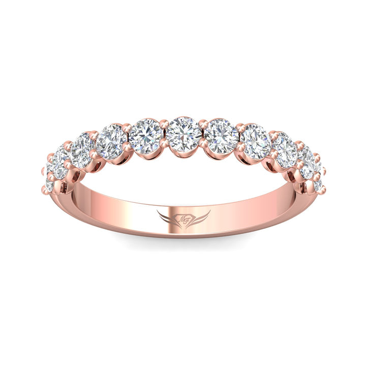14K Gold Pink Channel/Shared Prong Wedding Band from the Channel/Shared Prong collection - SPWBAR2-11-.88_14KP
