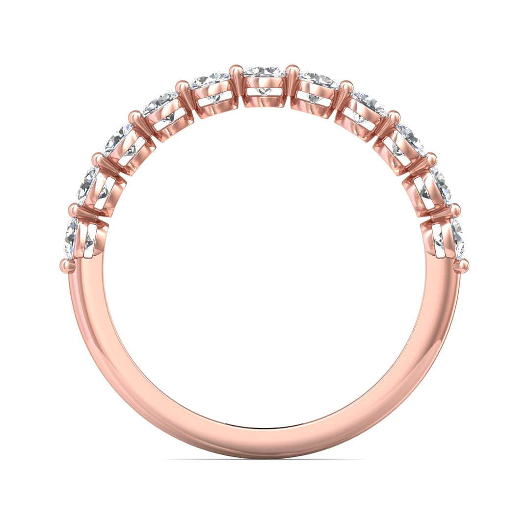 14K Gold Pink Channel/Shared Prong Wedding Band from the Channel/Shared Prong collection - SPWBAR2-11-.88_14KP