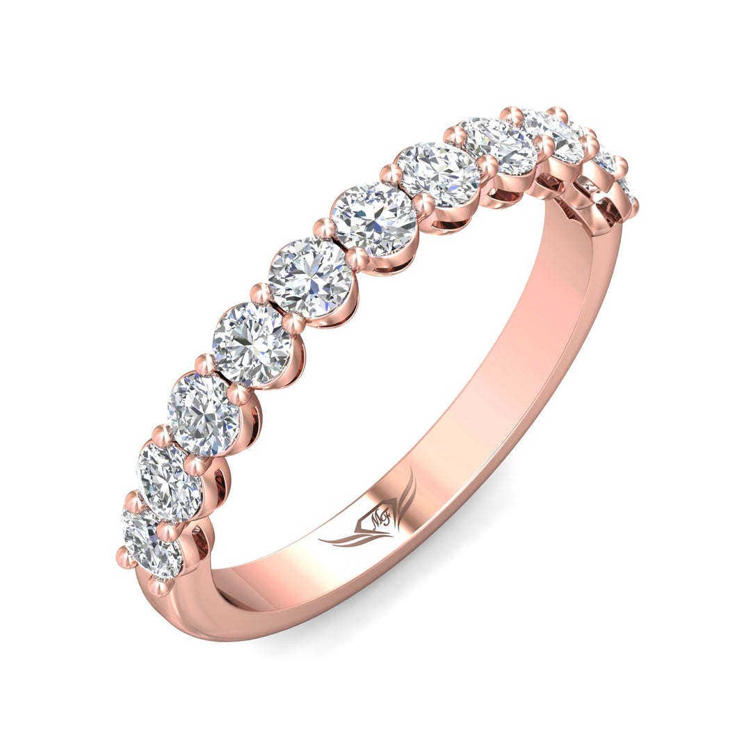 14K Gold Pink Channel/Shared Prong Wedding Band from the Channel/Shared Prong collection - SPWBAR2-11-.88_14KP