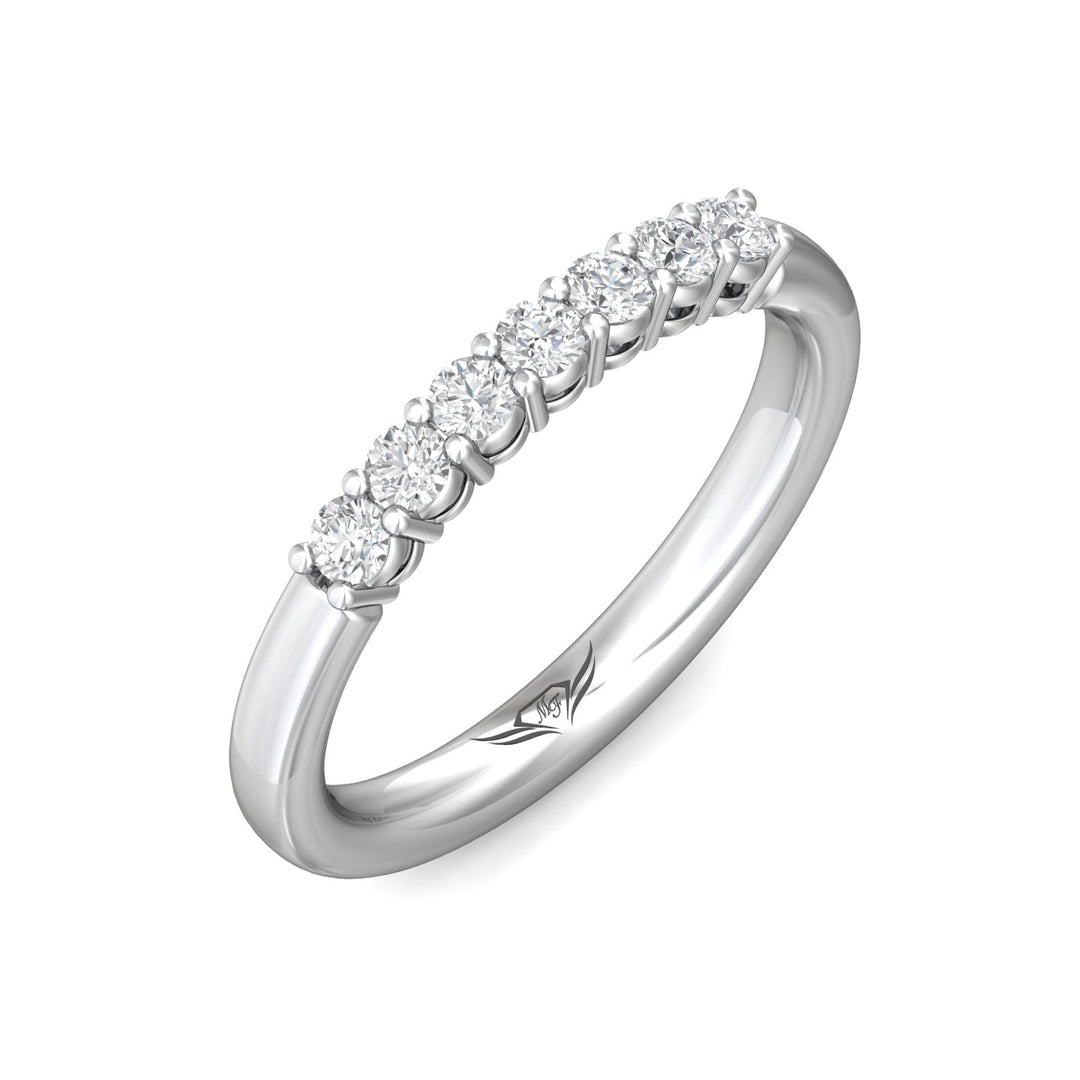 18K Gold White Channel/Shared Prong Wedding Band from the Channel/Shared Prong collection - SPWBAR7-.35_18KW