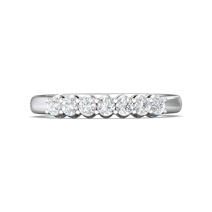 14K Gold White Channel/Shared Prong Wedding Band from the Channel/Shared Prong collection - SPWBAR7-.50_14KW