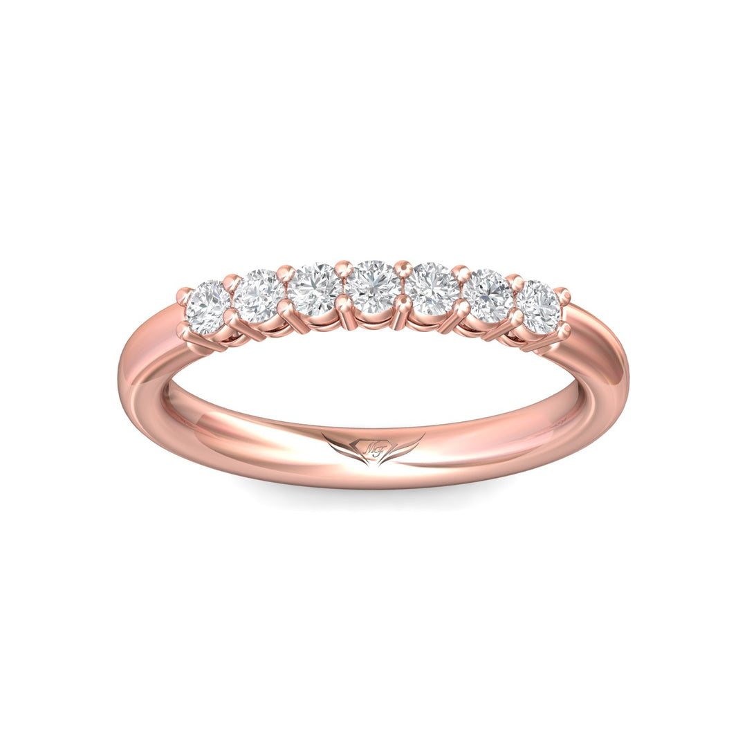 14K Gold Pink Channel/Shared Prong Wedding Band from the Channel/Shared Prong collection - SPWBAR7-.35_14KP