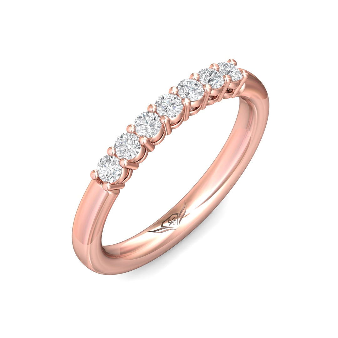 14K Gold Pink Channel/Shared Prong Wedding Band from the Channel/Shared Prong collection - SPWBAR7-.35_14KP