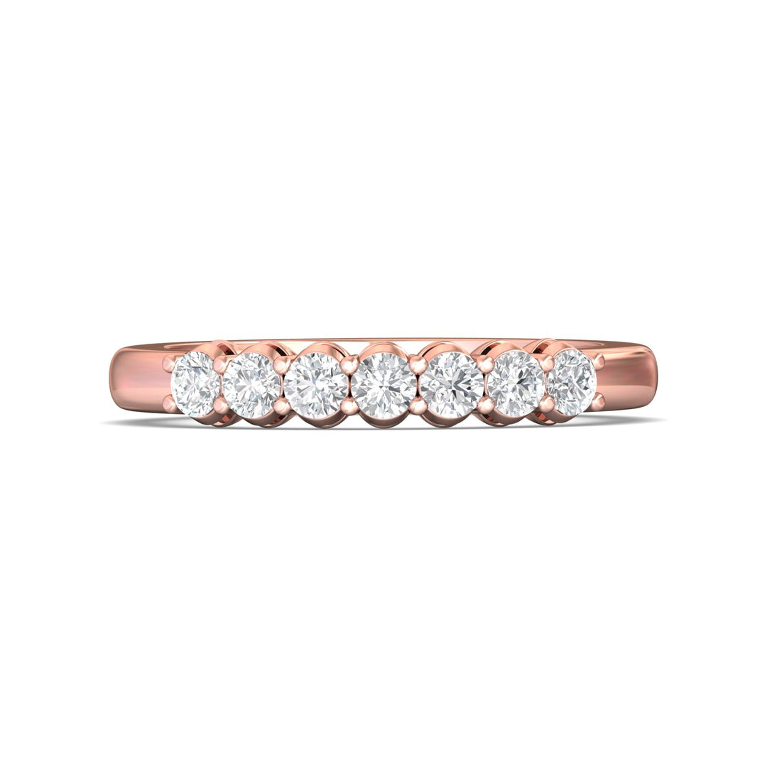 14K Gold Pink Channel/Shared Prong Wedding Band from the Channel/Shared Prong collection - SPWBAR7-.50_14KP
