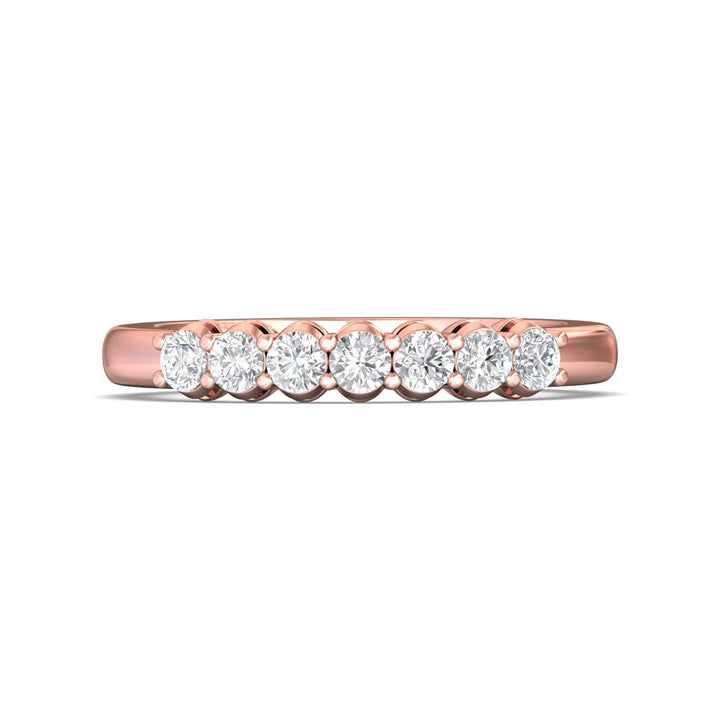 14K Gold Pink Channel/Shared Prong Wedding Band from the Channel/Shared Prong collection - SPWBAR7-.50_14KP