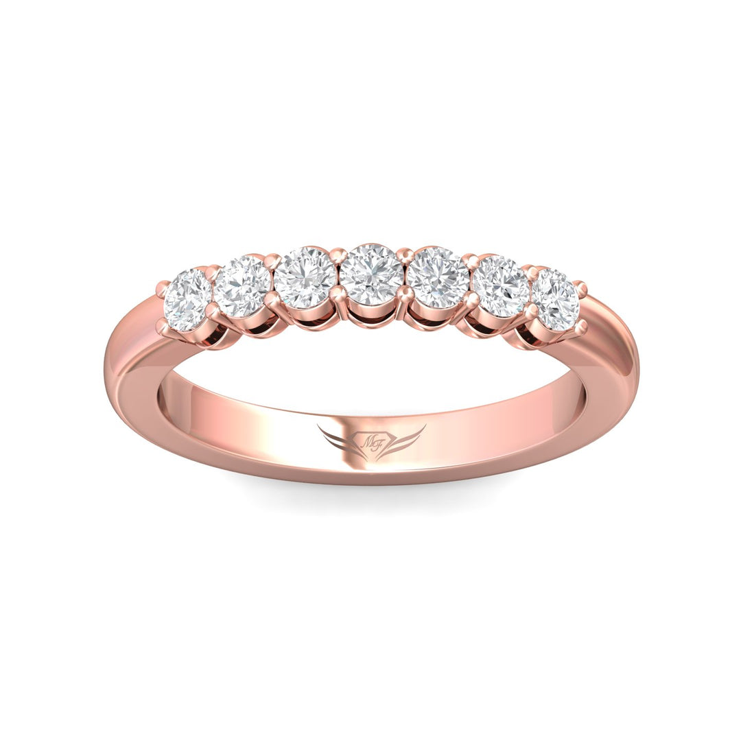 18K Gold Pink Channel/Shared Prong Wedding Band from the Channel/Shared Prong collection - SPWBAR7-.50_18KP