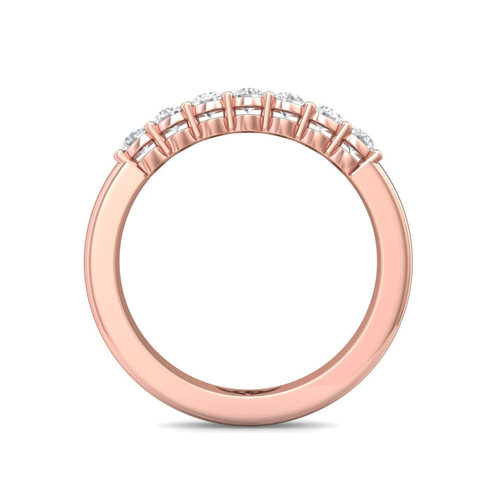 14K Gold Pink Channel/Shared Prong Wedding Band from the Channel/Shared Prong collection - SPWBAR7-.50_14KP