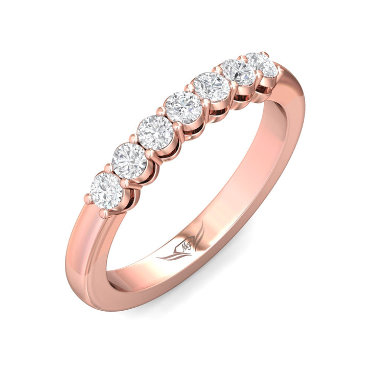 14K Gold Pink Channel/Shared Prong Wedding Band from the Channel/Shared Prong collection - SPWBAR7-.50_14KP