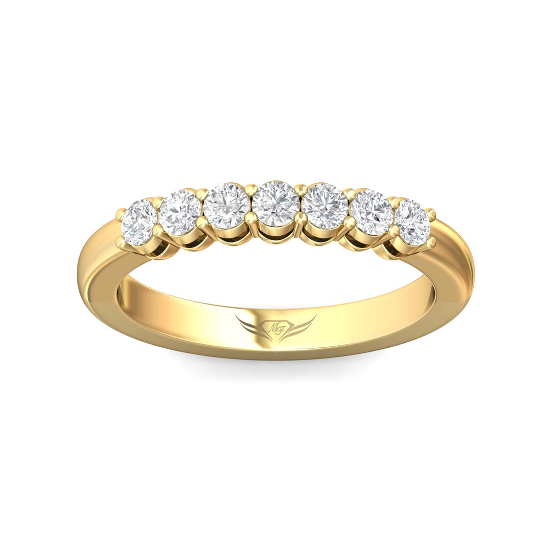 18K Gold Yellow Channel/Shared Prong Wedding Band from the Channel/Shared Prong collection - SPWBAR7-.50_18KY