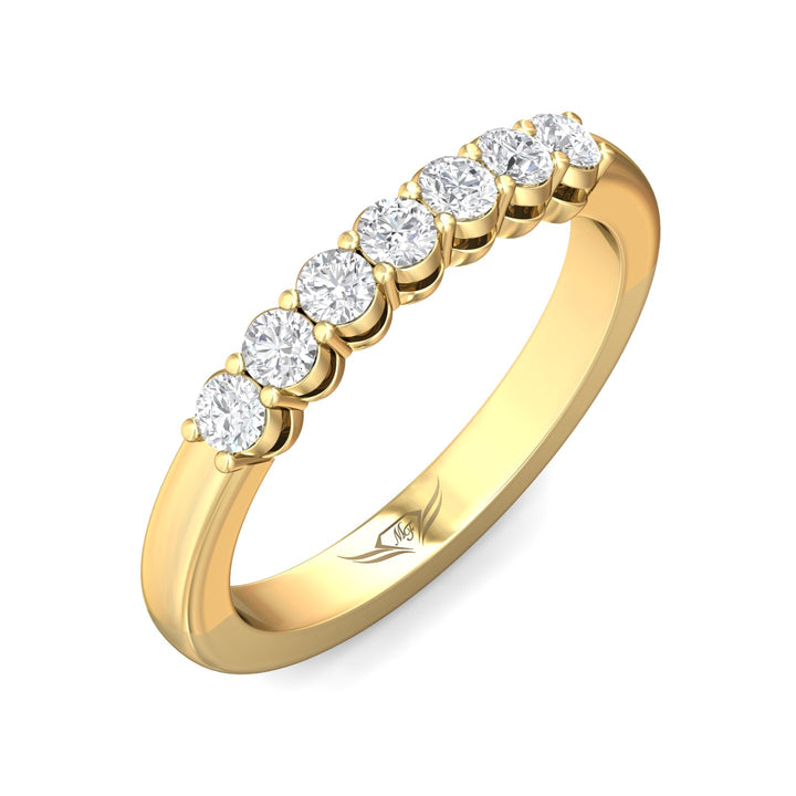 14K Gold Yellow Channel/Shared Prong Wedding Band from the Channel/Shared Prong collection - SPWBAR7-.50_14KY