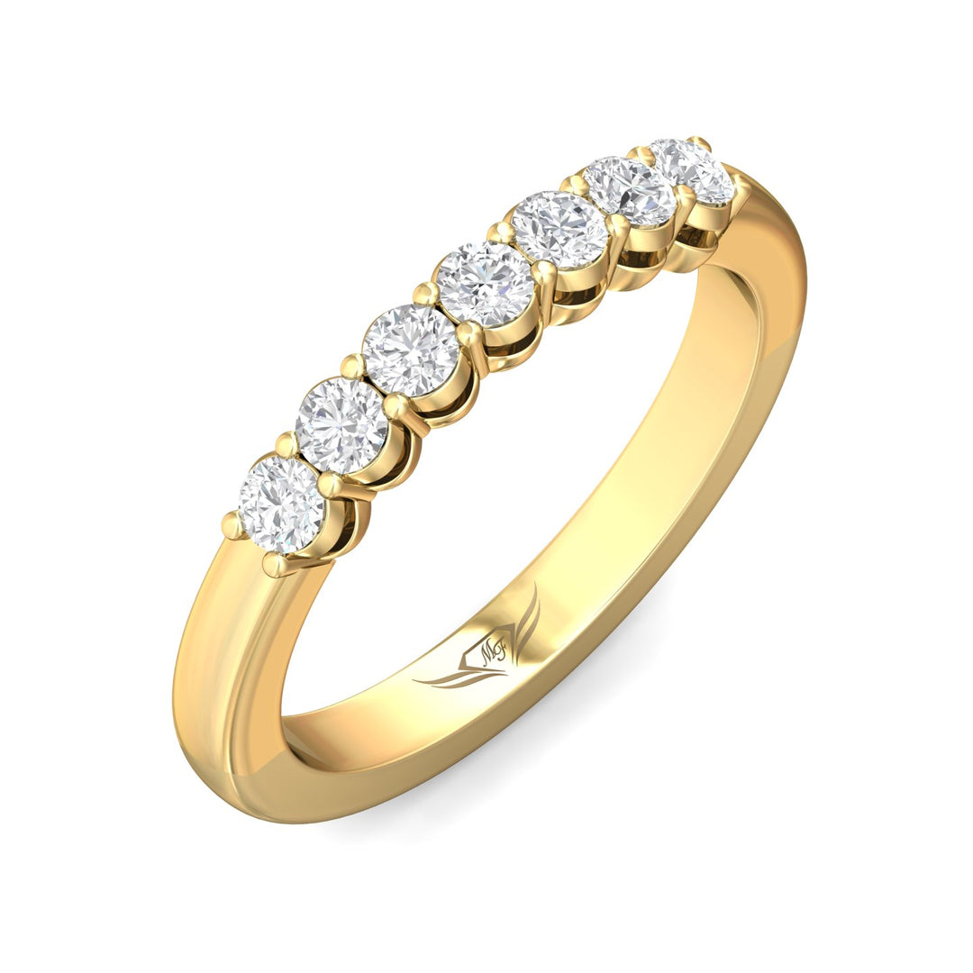 18K Gold Yellow Channel/Shared Prong Wedding Band from the Channel/Shared Prong collection - SPWBAR7-.50_18KY