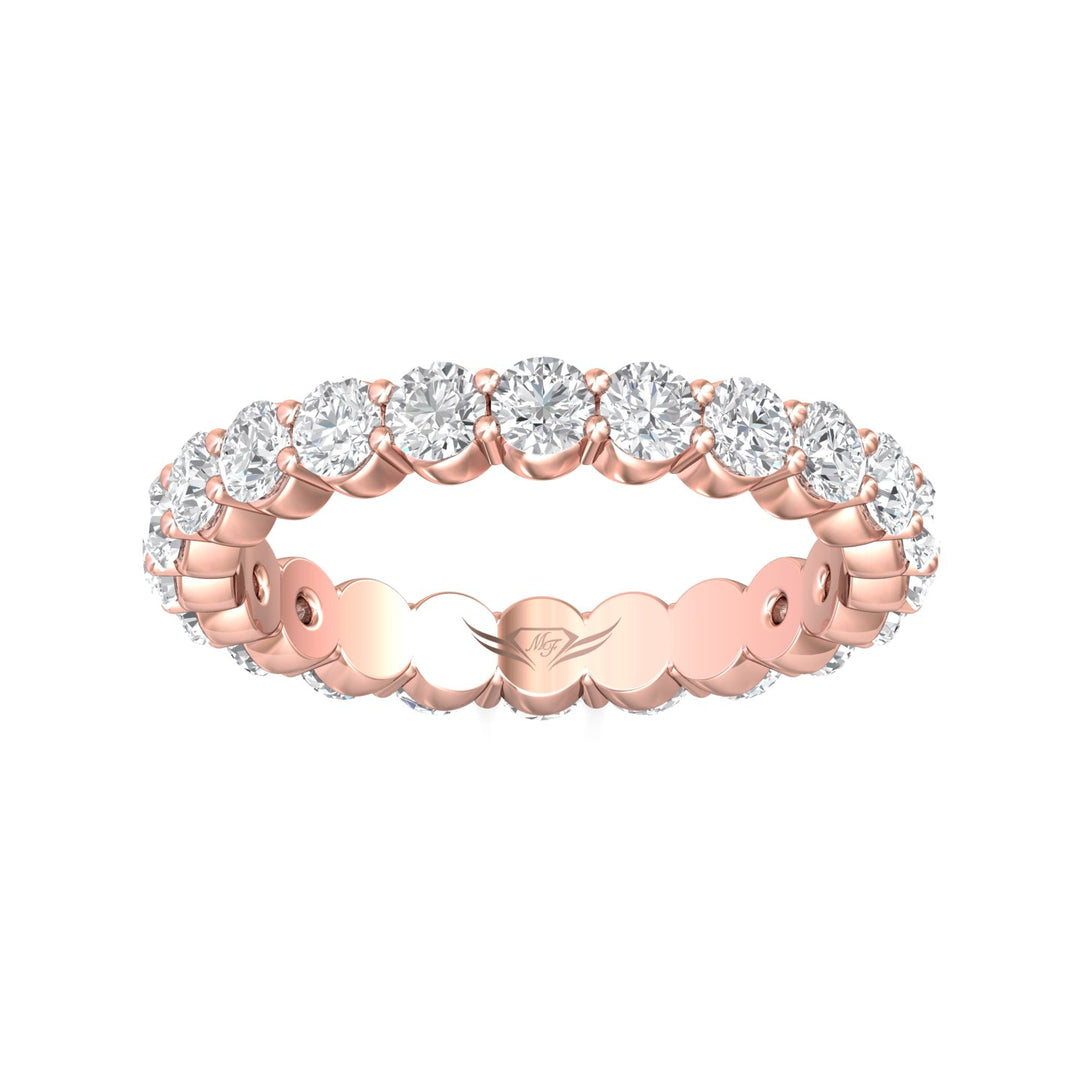 14K Gold Pink Channel/Shared Prong Wedding Band from the Channel/Shared Prong collection - SPWBFR-22-1.85_14KP
