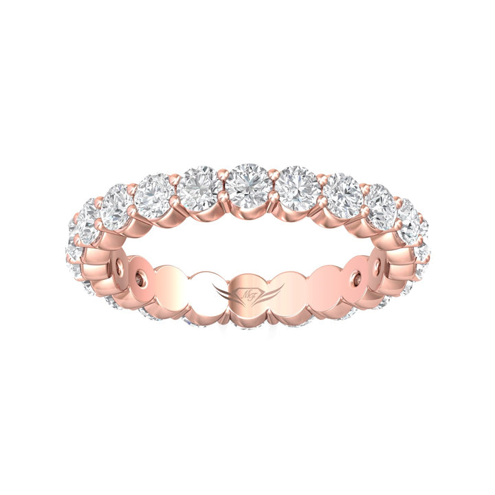 14K Gold Pink Channel/Shared Prong Wedding Band from the Channel/Shared Prong collection - SPWBFR-22-1.85_14KP