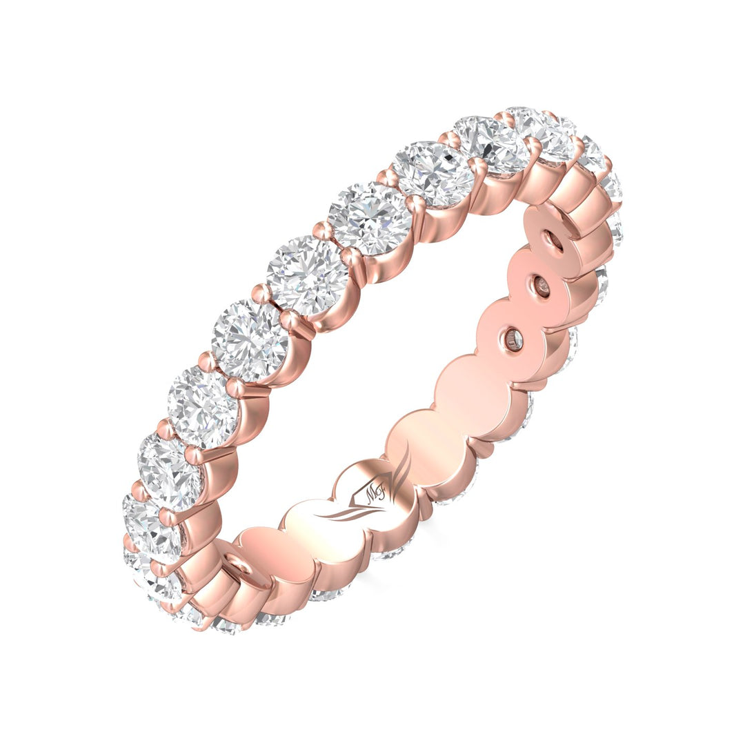 14K Gold Pink Channel/Shared Prong Wedding Band from the Channel/Shared Prong collection - SPWBFR-22-1.85_14KP