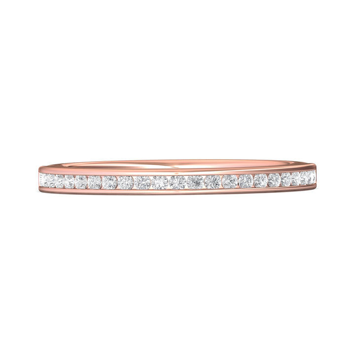 14K Gold Pink Channel/Shared Prong Wedding Band from the Channel/Shared Prong collection - VC08XSRWB_14KP