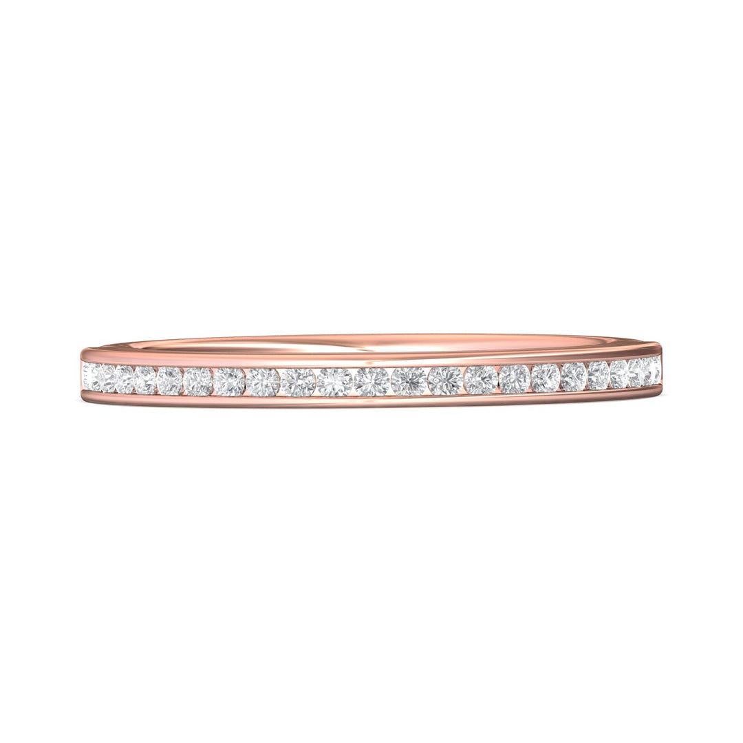 18K Gold Pink Channel/Shared Prong Wedding Band from the Channel/Shared Prong collection - VC08XSRWB_18KP
