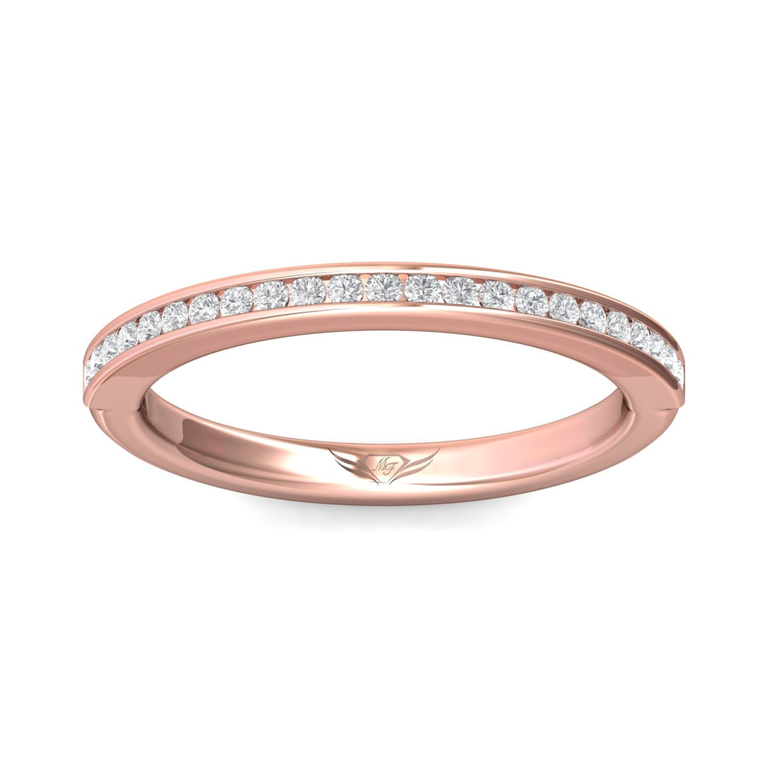 14K Gold Pink Channel/Shared Prong Wedding Band from the Channel/Shared Prong collection - VC08XSRWB_14KP