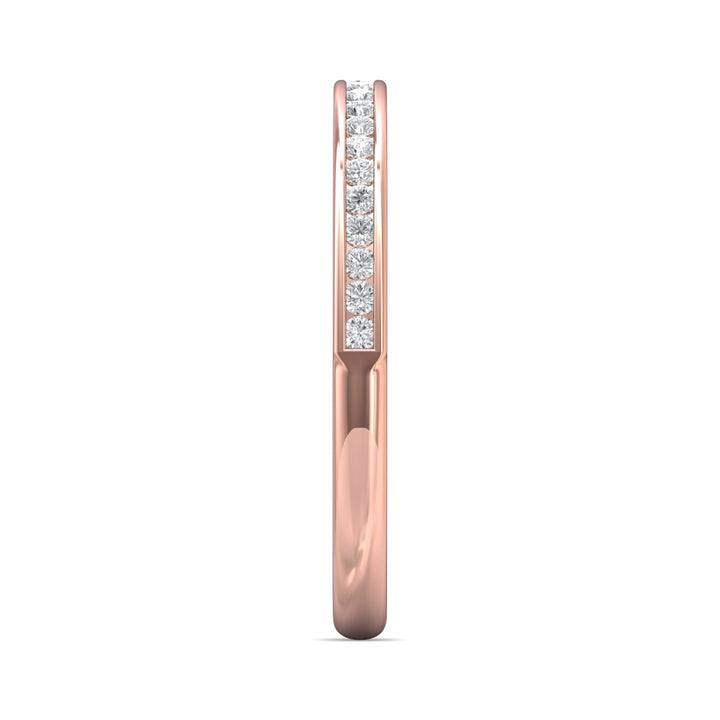 18K Gold Pink Channel/Shared Prong Wedding Band from the Channel/Shared Prong collection - VC08XSRWB_18KP