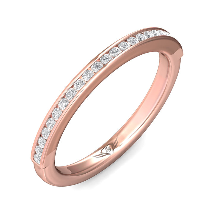 18K Gold Pink Channel/Shared Prong Wedding Band from the Channel/Shared Prong collection - VC08XSRWB_18KP