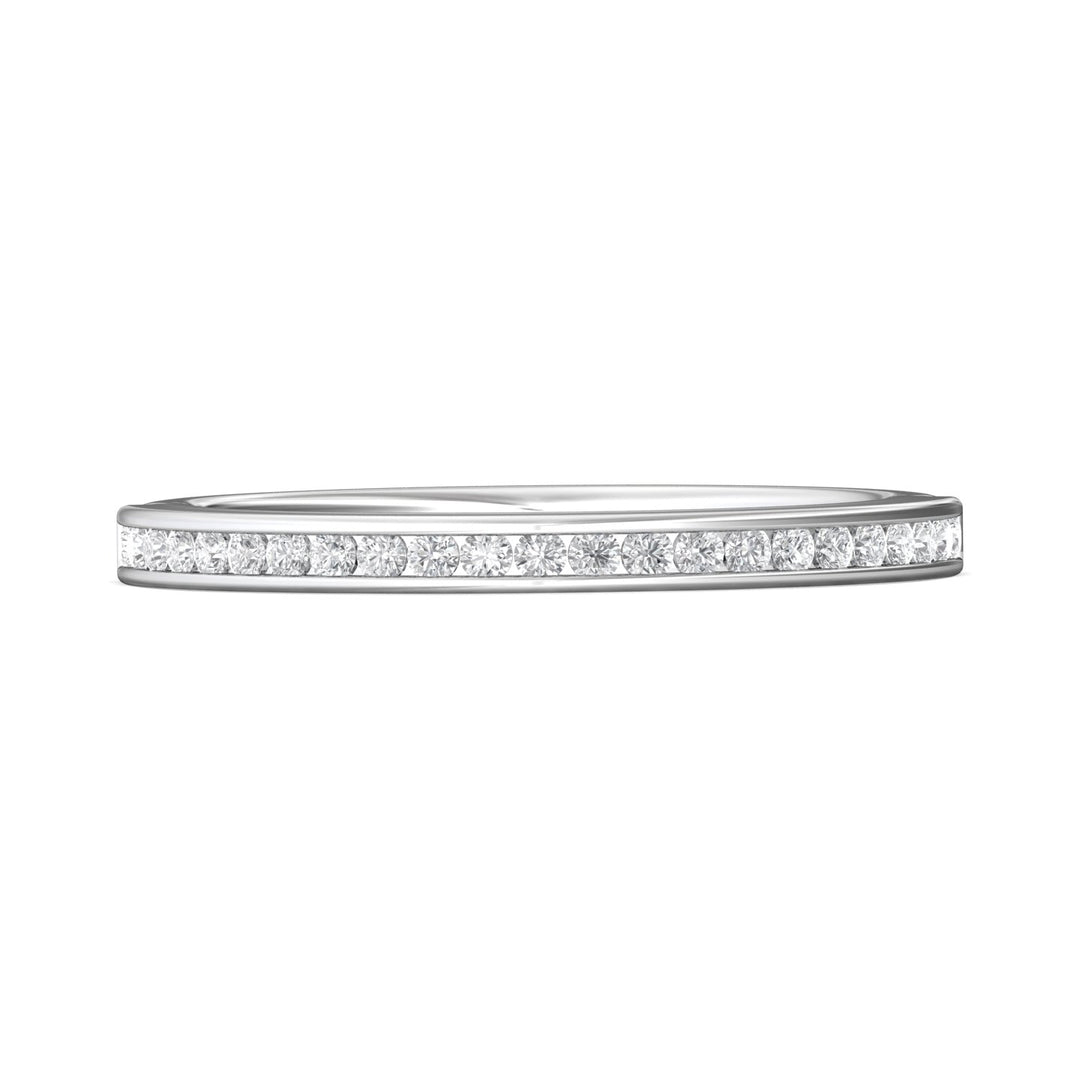18K Gold White Channel/Shared Prong Wedding Band from the Channel/Shared Prong collection - VC08XSRWB_18KW