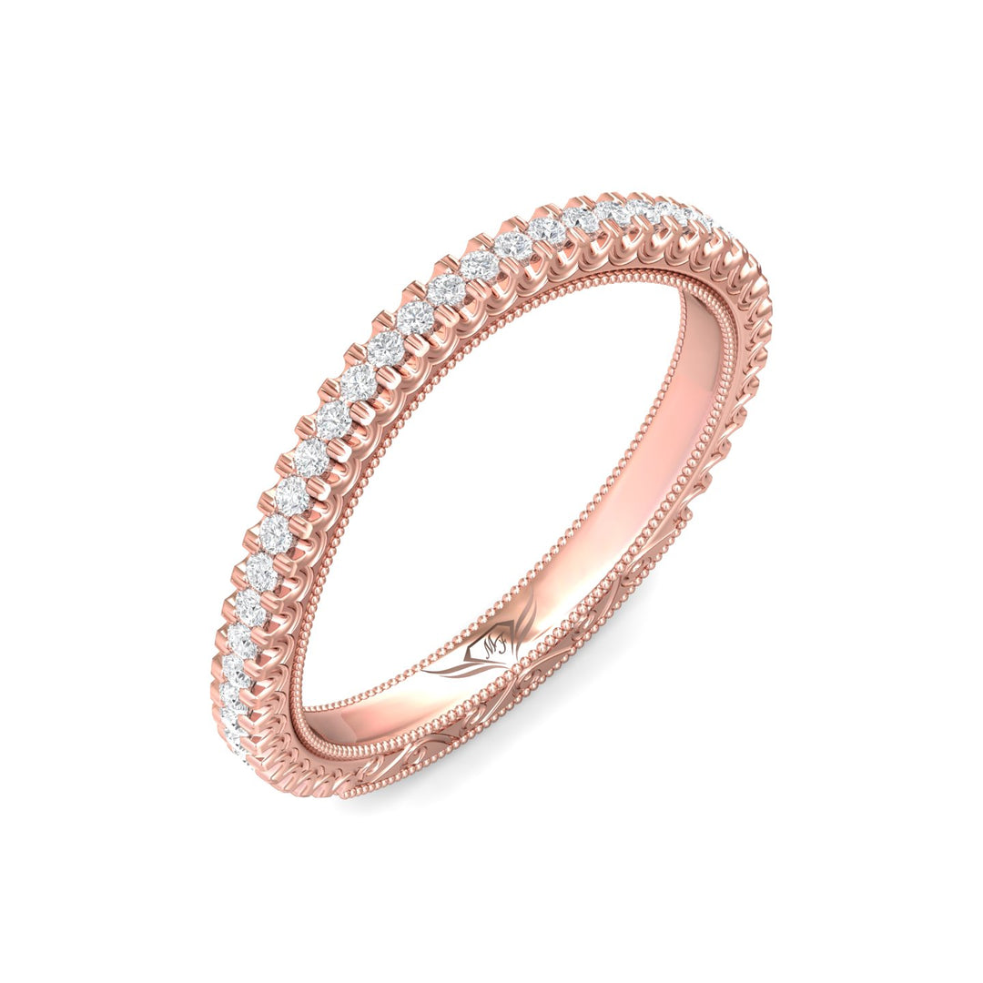 14K Gold Pink Micropave Wedding Band from the Micropave collection - VM01WB_14KP