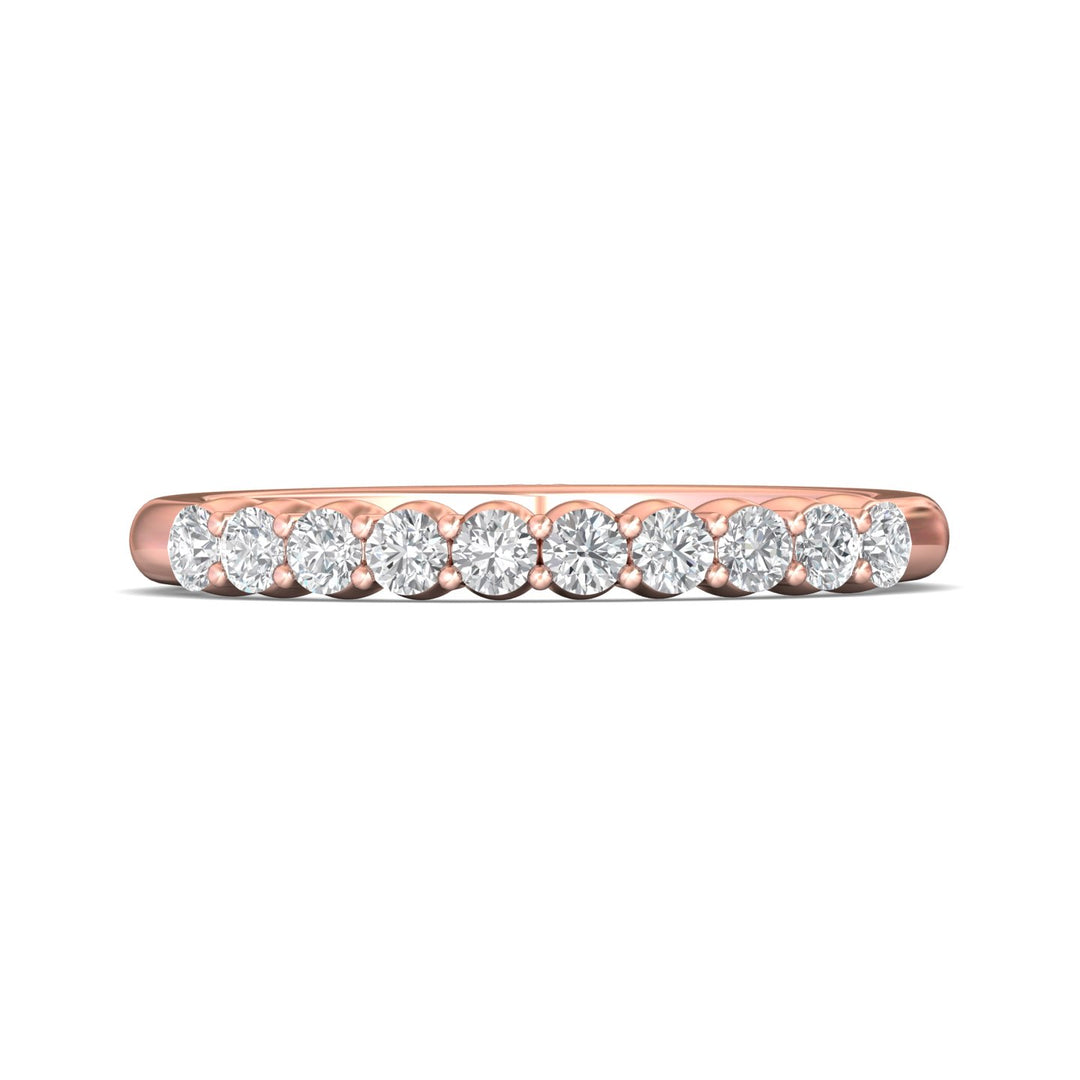 14K Gold Pink Channel/Shared Prong Wedding Band from the Channel/Shared Prong collection - VSP05MWB_14KP