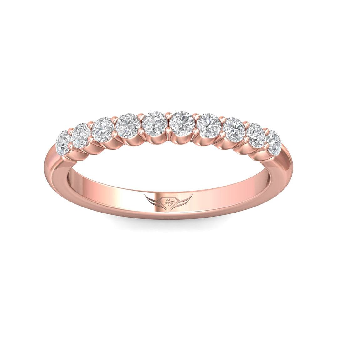 14K Gold Pink Channel/Shared Prong Wedding Band from the Channel/Shared Prong collection - VSP05MWB_14KP