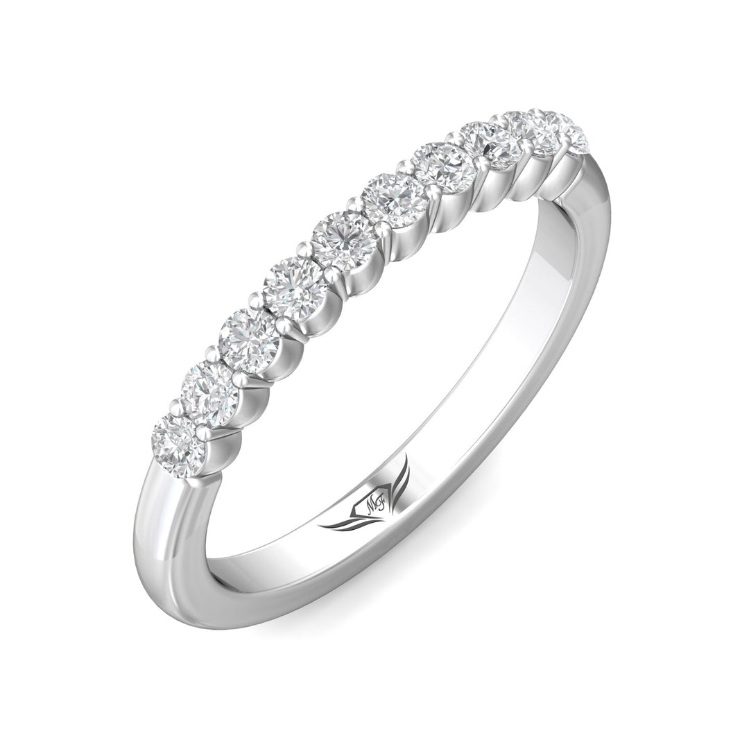 18K Gold White Channel/Shared Prong Wedding Band from the Channel/Shared Prong collection - VSP05MWB_18KW