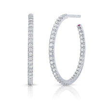 Load image into Gallery viewer, Roberto Coin 18 karat white gold In/Out small diamond 25mm hoop, D=0.80tw