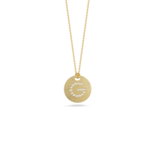 Load image into Gallery viewer, Roberto Coin 18 karat yellow gold Tiny Treasures disc diamond initial &quot;G&quot; pendant on chain, D=0.03tw