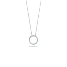 Load image into Gallery viewer, Roberto Coin 18 karat white gold Tiny Treasures x-small 11mm diamond circle pendant on chain, D=0.09tw