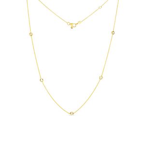 Roberto Coin 18 karat yellow gold diamond by the inch 5 station necklace 16-18", D=0.23tw