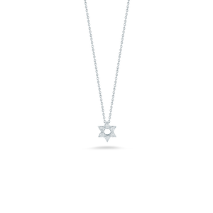 Roberto Coin 18 karat white gold diamond star of david pendant 16-18", D=0.09tw