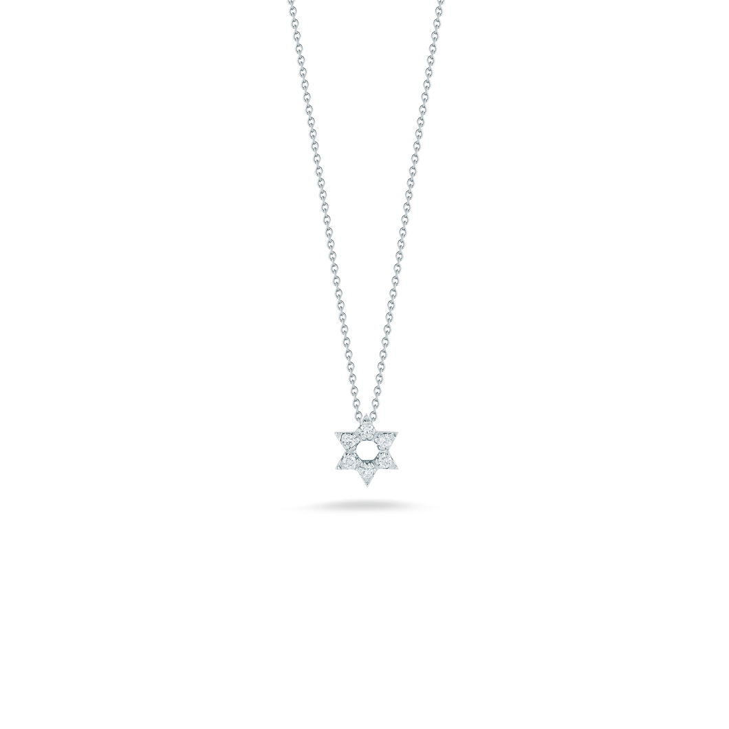 Roberto Coin 18 karat white gold diamond star of david pendant 16-18