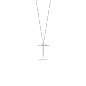 Roberto Coin 18 karat white gold Tiny Treasures diamond sliver cross pendant 16-18", D=0.10tw