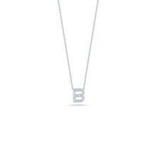 Load image into Gallery viewer, Roberto Coin 18 karat white gold Tiny Treasures diamond block Love Letter &quot;B&quot; pendant 16-18&quot;,  D=0.08tw