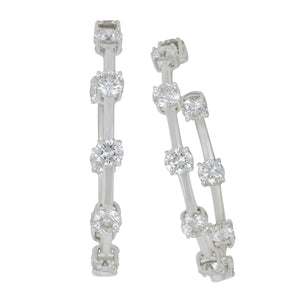Norman Silverman 18 karat white gold bar in/out 20 diamonds 4.92ctw HI/SI-VS 35mm hoop earrings