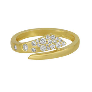 14 karat yellow gold by-pass Scattered Diamond Ring size 6.5, D=0.25tw